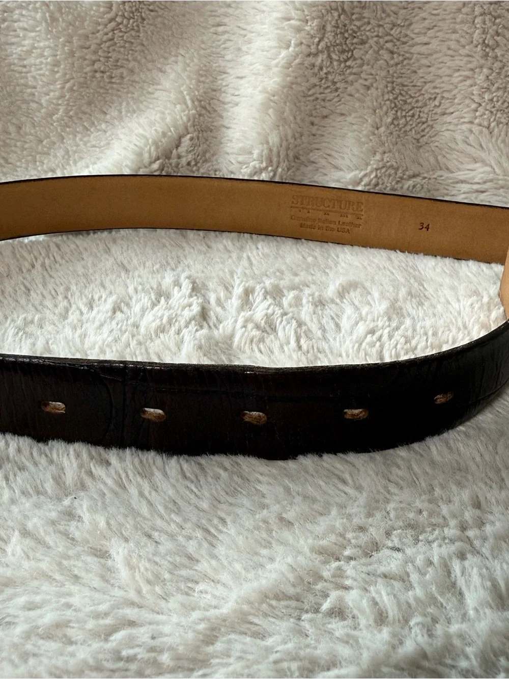 Structure Made in USA Mens Mahogany Brown Leather Belt Sz 34